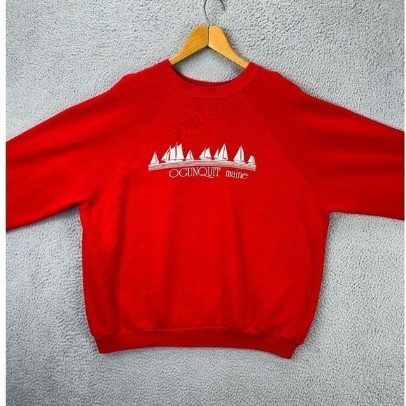 Tultex Crewneck Sweatshirt Adult 2X Red Maine Pullover Sweater Made In USA Mens